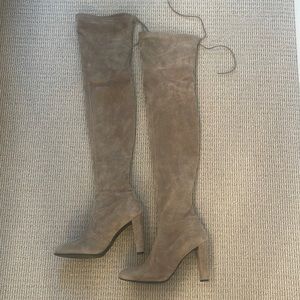 Stuart Weitzman taupe suede Highlander OTK boots